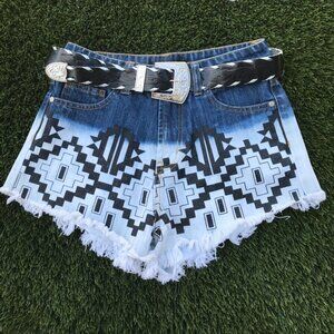 Short Shorts with checker pattern and fringes XS for Teenage Girls